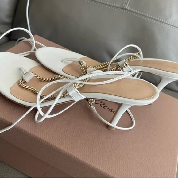 Gianvito Rossi Chain-Trimmed Ankle-Strap Leather Thong Sandals - Picture 6 of 8